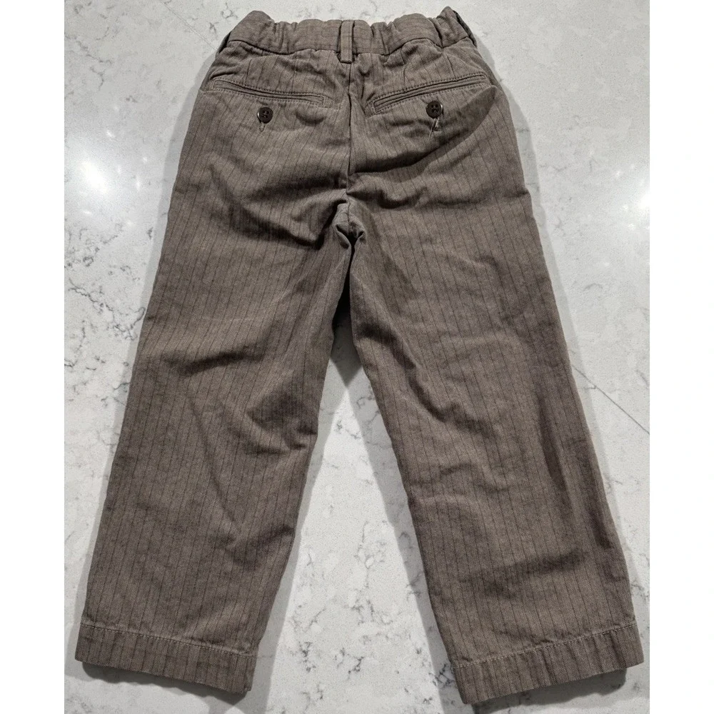 GAP Kids Boys 5 Regular Brown Pinstripe Chino Pants Flat Front Trousers